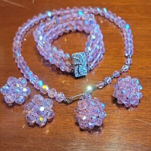 Elegant Pink Crystal Jewelry Set
